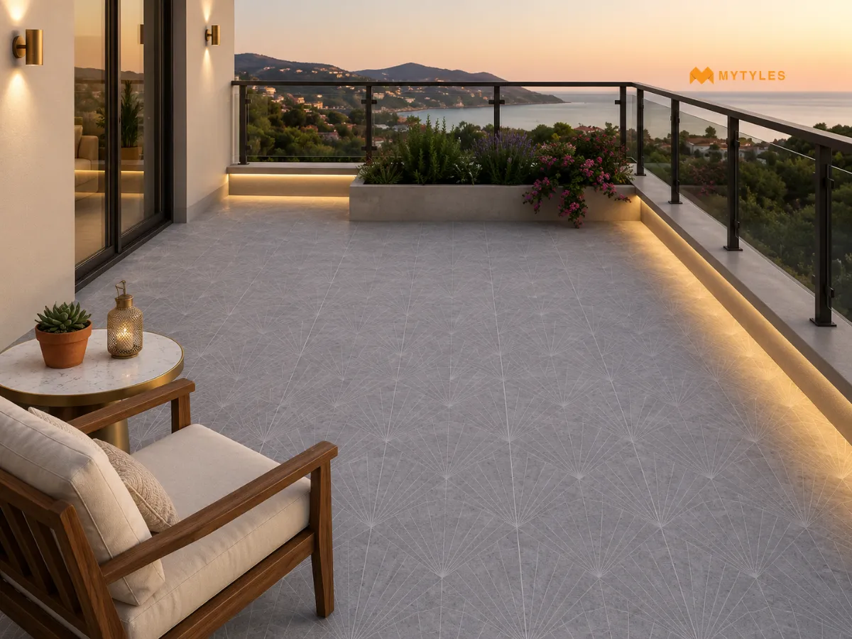Gray Digital Parking Floor Tile in Balcony
